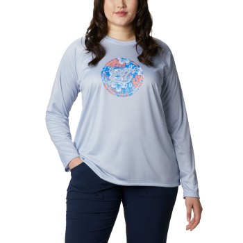 Dámské Mikiny Columbia PFG Tidal Printed Medallion Long Sleeve Plus Size Šedé Blankyt HROWAY784